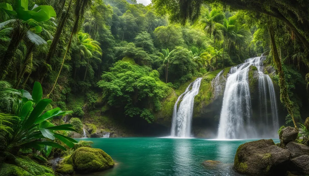Costa Rica waterfall with turquoise waters